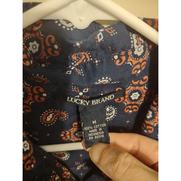 VTG Lucky Brand Paisley Print Pearl Snap Button Up Shirt Women's Boho Western - Picture 2 of 5